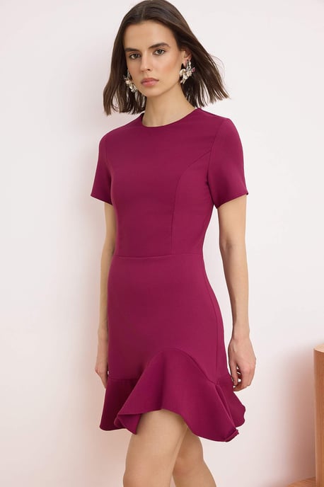 TRENDYOLMİLLA Damen Lila Einfarbig Kurz / Mini Kurz Skater Kleider - Image 5