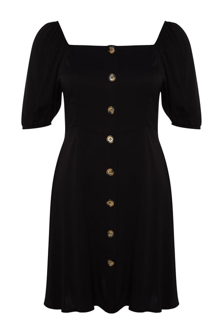 Trendyol Curve Damen Schwarz Einfarbig Kurz / Mini Kurz Casual A-Linie Große Größen Kleid - Image 5