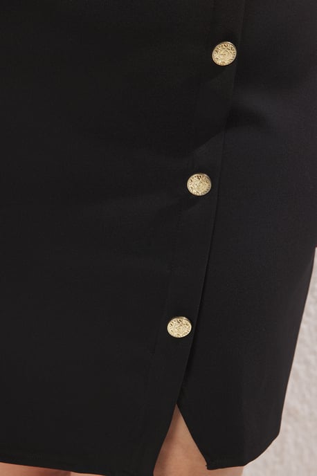 Trendyol Curve Damen Schwarz Einfarbig Kurz / Mini Lang Casual A-Linie Große Größen Kleid - Image 2