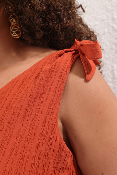 Trendyol Curve Damen Rot Einfarbig Kurz / Mini Ärmellos Strandmode Gerade Große Größen Kleid - Image 2
