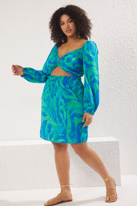 Trendyol Curve Damen Mehrfarbig Grafik Kurz / Mini Lang Strandmode Gerade Große Größen Kleid - Image 6
