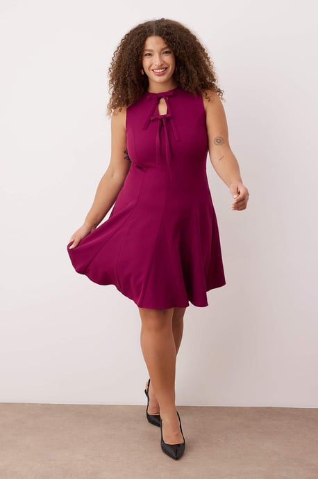 Trendyol Curve Damen Lila Einfarbig Kurz / Mini Ärmellos Casual A-Linie Große Größen Kleid - Image 2