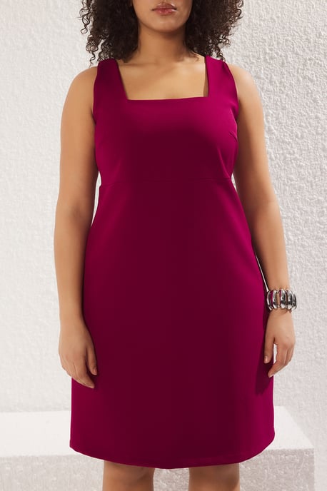 Trendyol Curve Damen Lila Einfarbig Kurz / Mini Ärmellos Abend / Alltag A-Linie Große Größen Kleid - Image 2