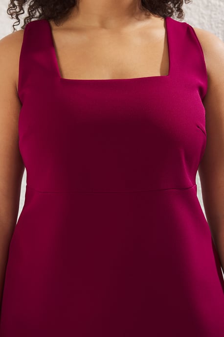 Trendyol Curve Damen Lila Einfarbig Kurz / Mini Ärmellos Abend / Alltag A-Linie Große Größen Kleid - Image 3