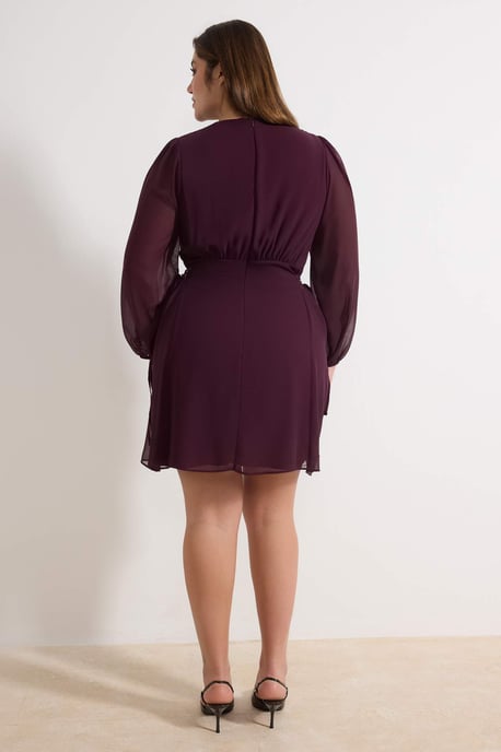 Trendyol Curve Damen Lila Einfarbig Kurz / Mini Lang Abend / Alltag Skater Große Größen Kleid - Image 3