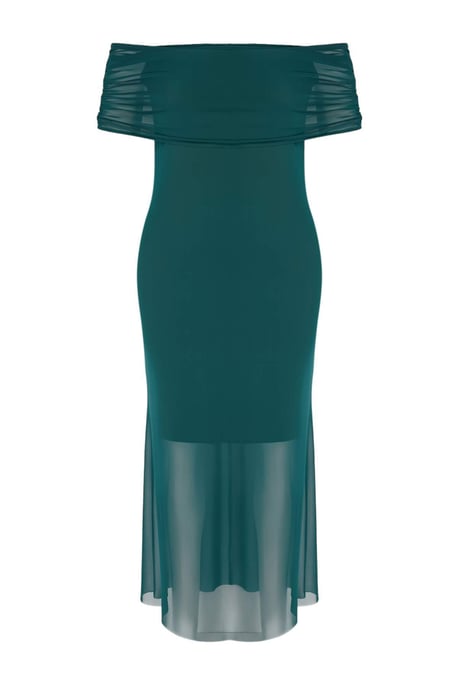 Trendyol Curve Damen Grün Einfarbig Kurz / Mini Ärmellos Casual Bodycon Große Größen Kleid - Image 5