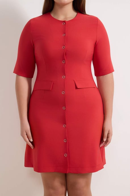 Trendyol Curve Damen Rot Einfarbig Kurz / Mini Kurz Casual A-Linie Große Größen Kleid - Image 2