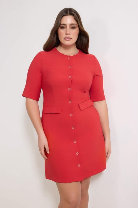 Trendyol Curve Damen Rot Einfarbig Kurz / Mini Kurz Casual A-Linie Große Größen Kleid - Image 6