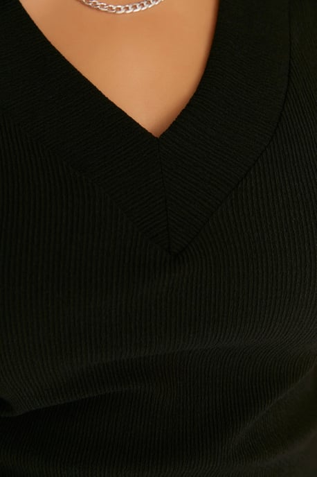 Trendyol Curve Damen Schwarz Einfarbig Kurz / Mini Kurz Elegant/Abend Gerade Große Größen Kleid - Image 3