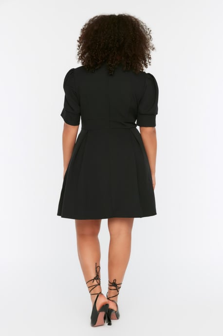 Trendyol Curve Damen Schwarz Einfarbig Kurz / Mini Kurz Abend / Alltag A-Linie Große Größen Kleid - Image 4