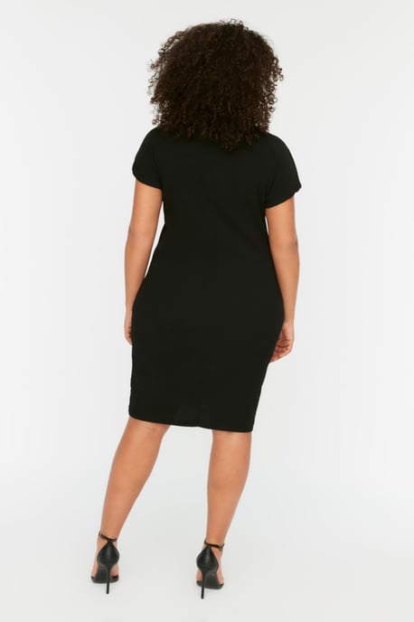 Trendyol Curve Damen Schwarz Einfarbig Kurz / Mini Kurz Elegant/Abend Gerade Große Größen Kleid - Image 4