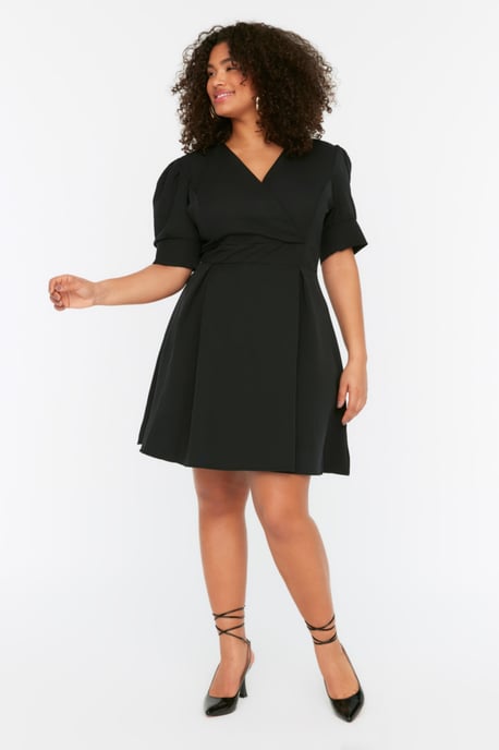 Trendyol Curve Damen Schwarz Einfarbig Kurz / Mini Kurz Abend / Alltag A-Linie Große Größen Kleid - Image 6