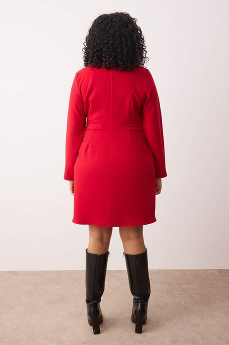 Trendyol Curve Damen Rot Einfarbig Kurz / Mini Lang Business Blazer Kleid Große Größen Kleid - Image 3