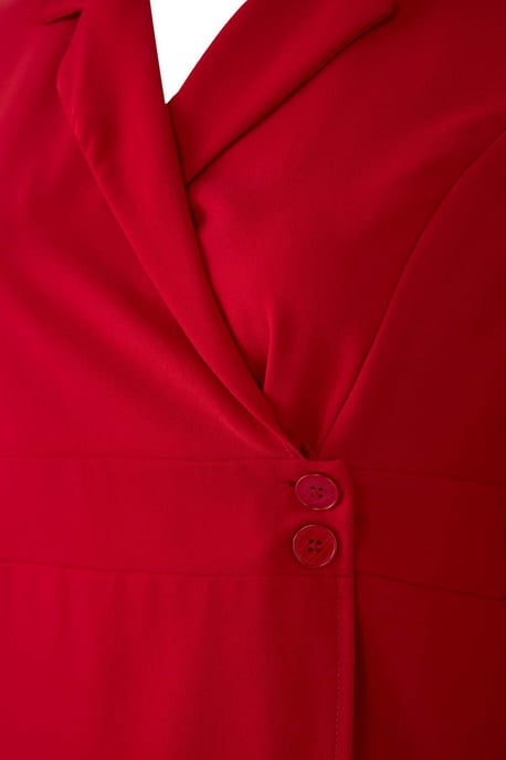Trendyol Curve Damen Rot Einfarbig Kurz / Mini Lang Business Blazer Kleid Große Größen Kleid - Image 4