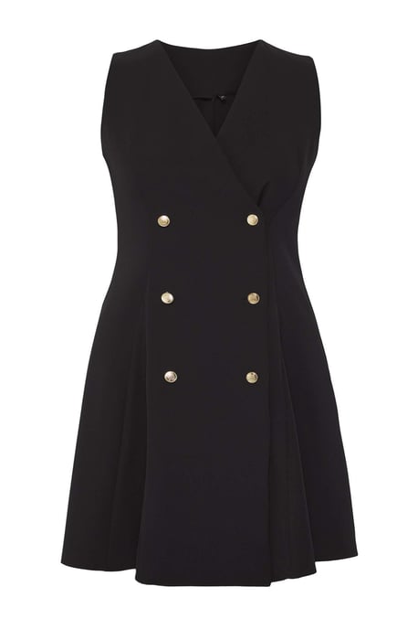 Trendyol Curve Damen Schwarz Einfarbig Kurz / Mini Ärmellos Business Blazer Kleid Große Größen Kleid - Image 4