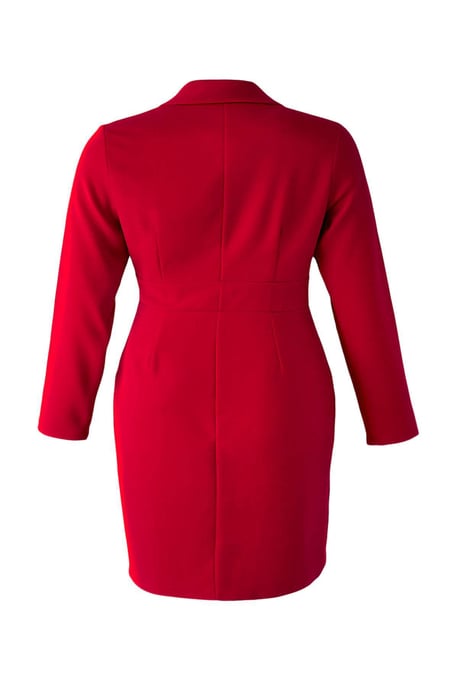 Trendyol Curve Damen Rot Einfarbig Kurz / Mini Lang Business Blazer Kleid Große Größen Kleid - Image 5