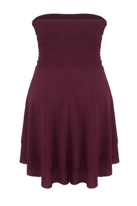 Trendyol Curve Damen Lila Einfarbig Kurz / Mini Ärmellos Casual Skater Große Größen Kleid - Image 3