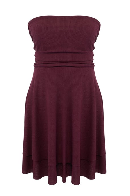 Trendyol Curve Damen Lila Einfarbig Kurz / Mini Ärmellos Casual Skater Große Größen Kleid - Image 4