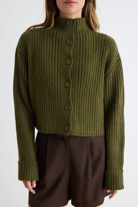 Trendyol Einfarbiger, langer lockerer Cardigan für Damen - Khaki - Image 2