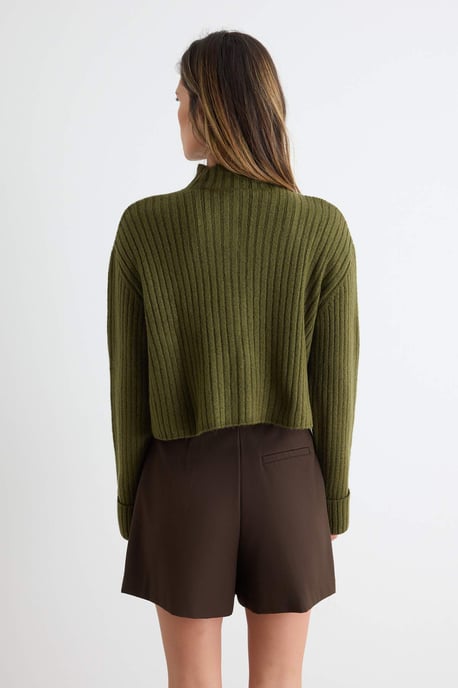 Trendyol Einfarbiger, langer lockerer Cardigan für Damen - Khaki - Image 3