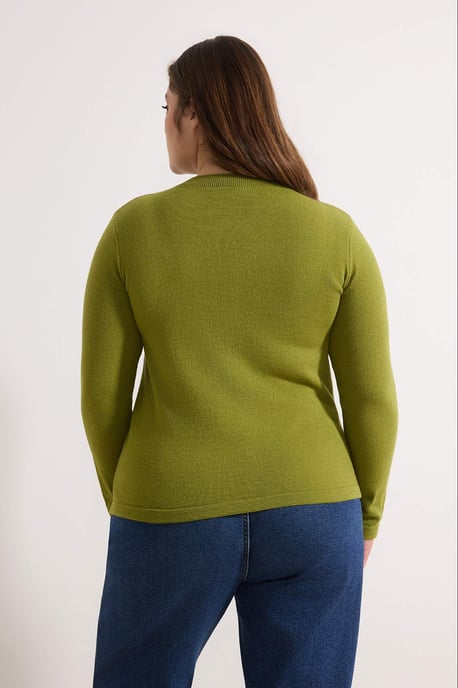 Trendyol Curve Damen Grün Einfarbig Lang Regular Fit Große Größen Cardigans - Image 3