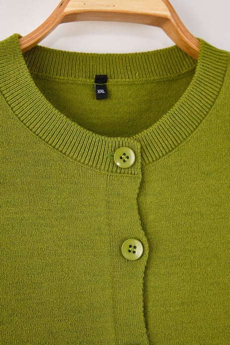 Trendyol Curve Damen Grün Einfarbig Lang Regular Fit Große Größen Cardigans - Image 5