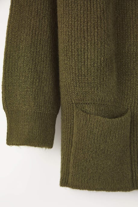 Trendyol Curve Damen Khaki Einfarbig Lang Regular Fit Große Größen Cardigans - Image 5
