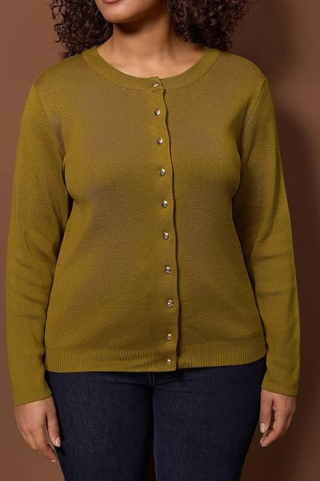 Trendyol Curve Langärmeliger Cardigan, regular fit, große Größen - Grün - Image 2
