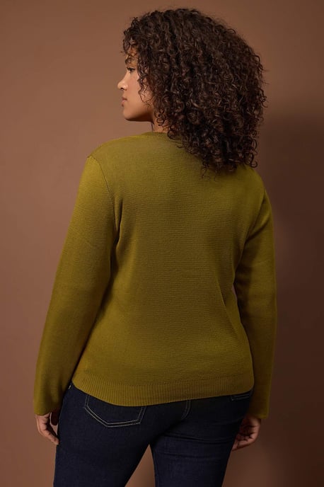 Trendyol Curve Langärmeliger Cardigan, regular fit, große Größen - Grün - Image 3