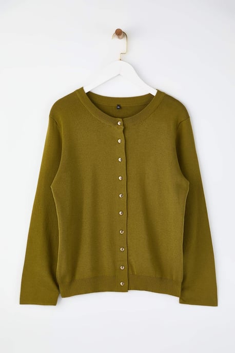 Trendyol Curve Langärmeliger Cardigan, regular fit, große Größen - Grün - Image 4