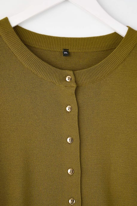Trendyol Curve Langärmeliger Cardigan, regular fit, große Größen - Grün - Image 5