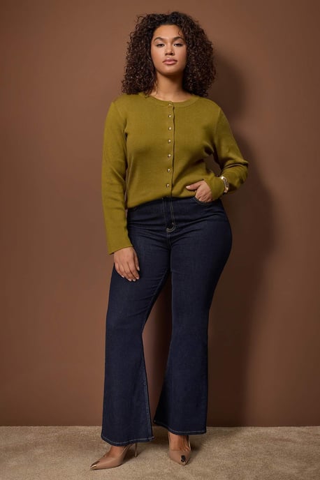 Trendyol Curve Langärmeliger Cardigan, regular fit, große Größen - Grün - Image 6