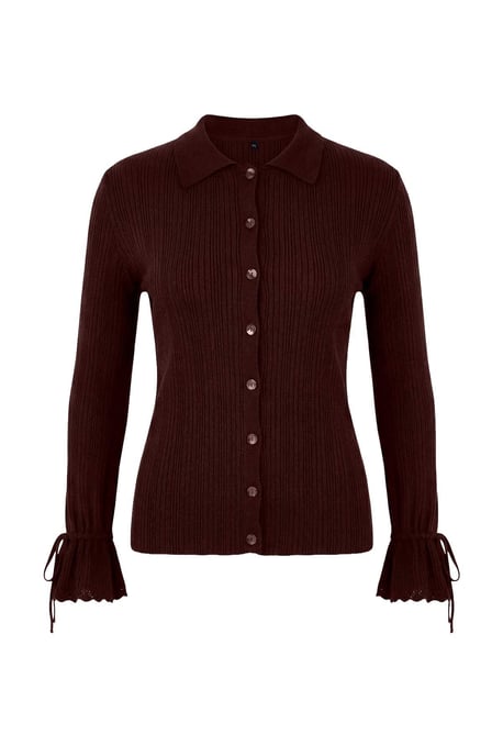 Trendyol Curve Damen Bordeaux Einfarbig Lang Tailliert Große Größen Cardigans - Image 4