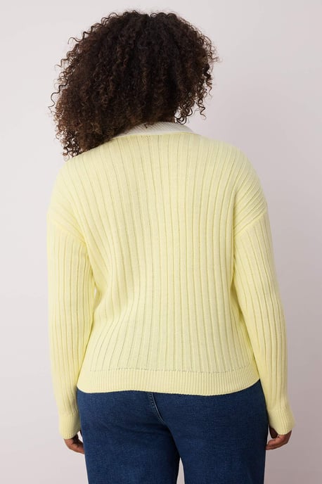 Trendyol Curve Damen Gelb Einfarbig Lang Regular Fit Große Größen Cardigans - Image 3