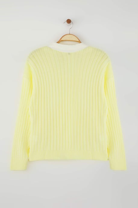 Trendyol Curve Damen Gelb Einfarbig Lang Regular Fit Große Größen Cardigans - Image 5