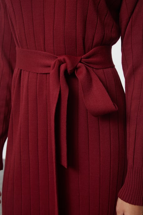 Trendyol Modest Damen Bordeaux Einfarbig Maxi Lang Casual Gerade Modest Kleider - Image 3
