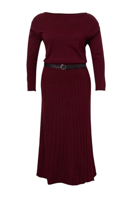 Trendyol Curve Damen Bordeaux Einfarbig Maxi Lang Abend / Alltag A-Linie Große Größen Kleid - Image 4