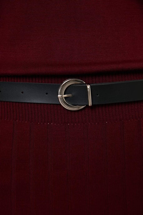 Trendyol Curve Damen Bordeaux Einfarbig Maxi Lang Abend / Alltag A-Linie Große Größen Kleid - Image 5