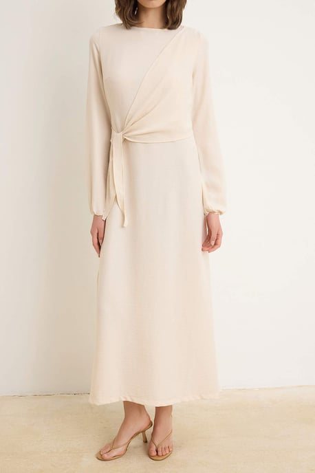 Trendyol Modest Damen Ecru Einfarbig Maxi Lang Casual Zweireihig Modest Kleider - Image 2