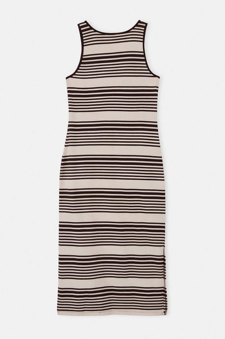 Trendyol Curve Damen Bordeaux Gestreift Maxi Ärmellos Casual Gerade Große Größen Kleid - Image 5