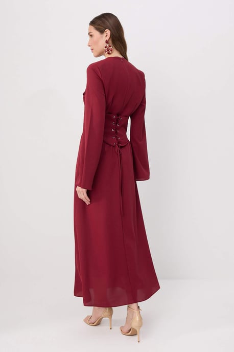 Trendyol Modest Damen Bordeaux Einfarbig Maxi Lang Elegant/Abend Skater Modest Abend Kleider - Image 3