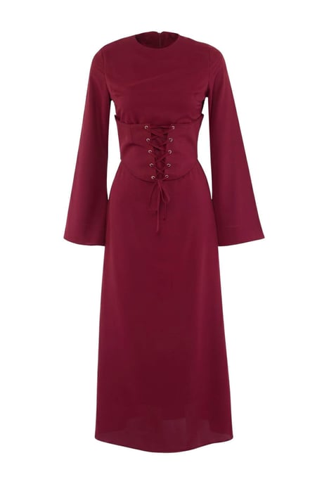 Trendyol Modest Damen Bordeaux Einfarbig Maxi Lang Elegant/Abend Skater Modest Abend Kleider - Image 4