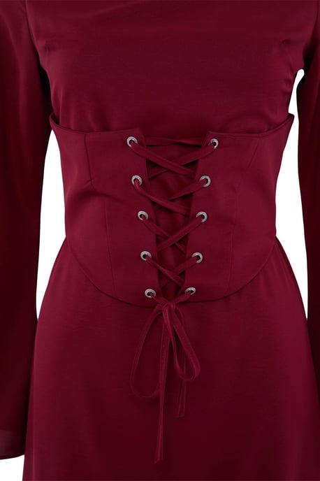 Trendyol Modest Damen Bordeaux Einfarbig Maxi Lang Elegant/Abend Skater Modest Abend Kleider - Image 5