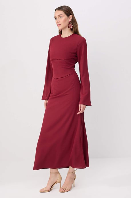 Trendyol Modest Damen Bordeaux Einfarbig Maxi Lang Elegant/Abend Skater Modest Abend Kleider - Image 6