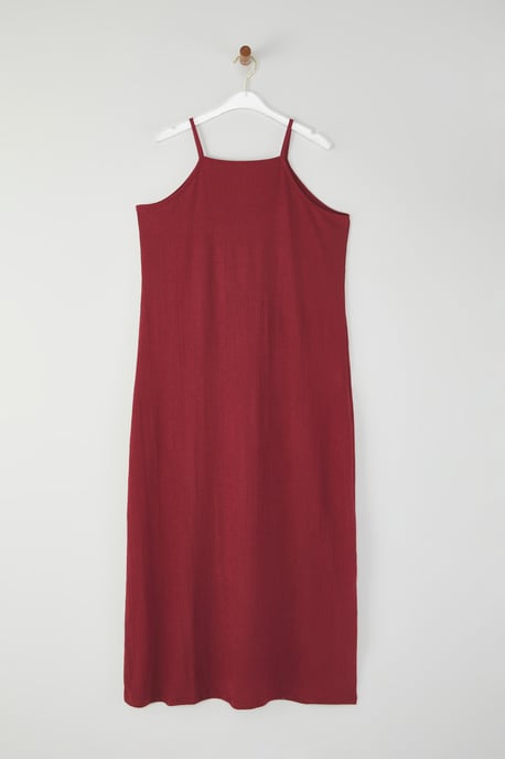 Trendyol Curve Damen Bordeaux Einfarbig Maxi Ärmellos Casual A-Linie Große Größen Kleid - Image 4