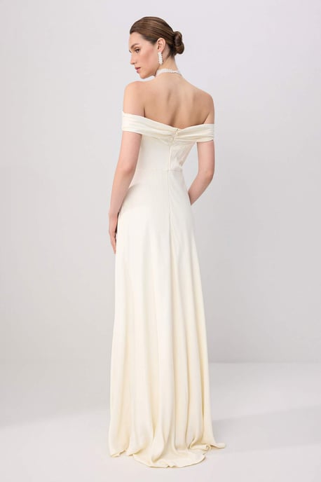 TRENDYOLMİLLA Damen Ecru Einfarbig Maxi Ärmellos Skater Kleider - Image 4