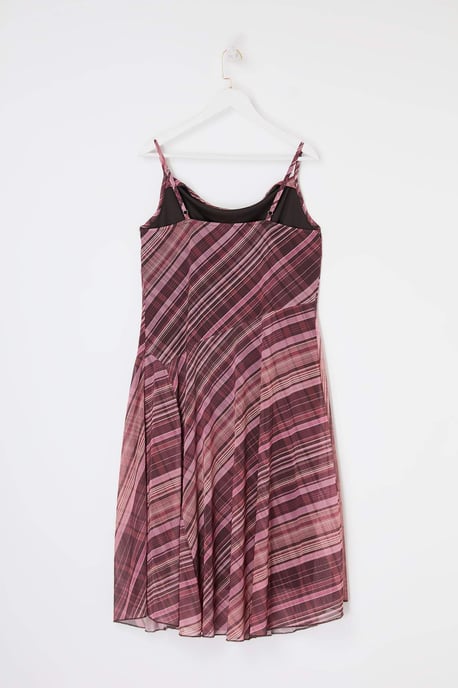 Trendyol Curve Damen Bordeaux Kariert Maxi Ärmellos Casual A-Linie Große Größen Kleid - Image 4