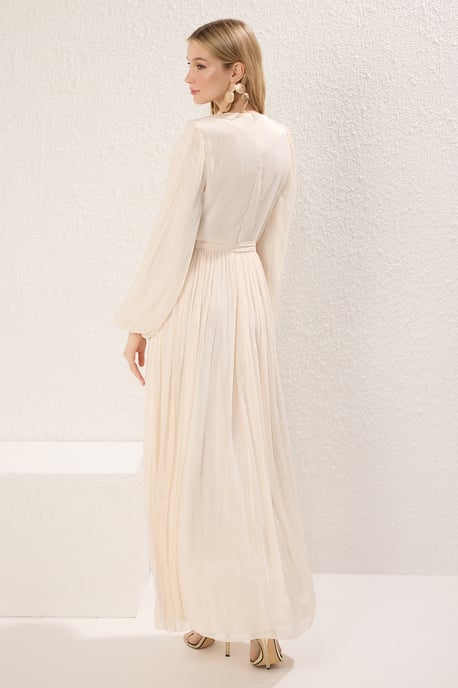 Trendyol Modest Damen Ecru Einfarbig Maxi Lang Elegant/Abend Skater Modest Abend Kleider - Image 3