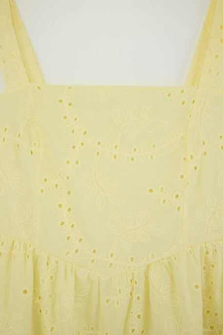 Trendyol Curve Damen Gelb Einfarbig Maxi Ärmellos Casual A-Linie Große Größen Kleid - Image 4