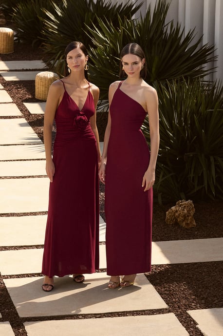 TRENDYOLMİLLA Damen Bordeaux Einfarbig Maxi Ärmellos Abschluss / Ball Gerade Abend & Ball Kleid - Image 6
